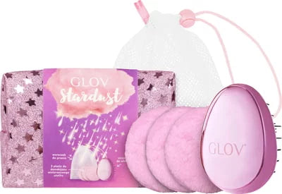 GLOV STARDUST- Haarborstel met herbruikbare make-up verwijdering watjes - Voor alle huidtypes - GLOV